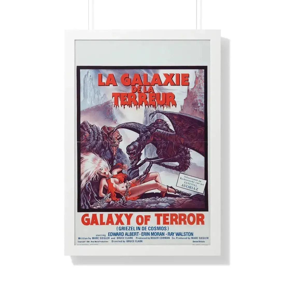 GALAXY OF TERROR (BELGIAN) 1981 - Framed Movie Poster 20" x 30" White - The Sticker Space