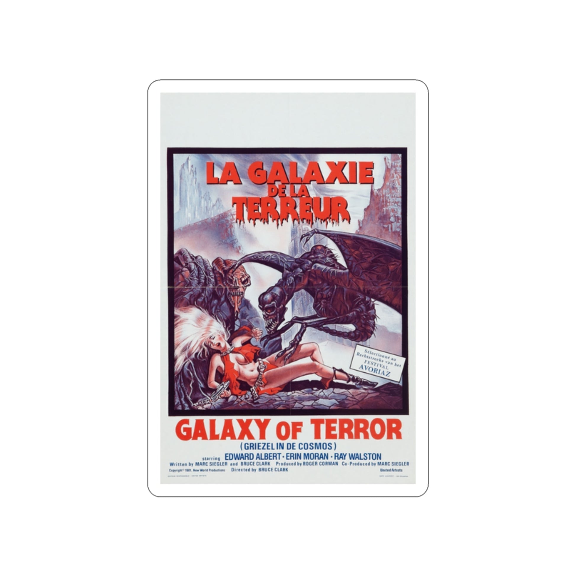 GALAXY OF TERROR (BELGIAN) 1981 Movie Poster STICKER Vinyl Die-Cut Decal-2 Inch-The Sticker Space