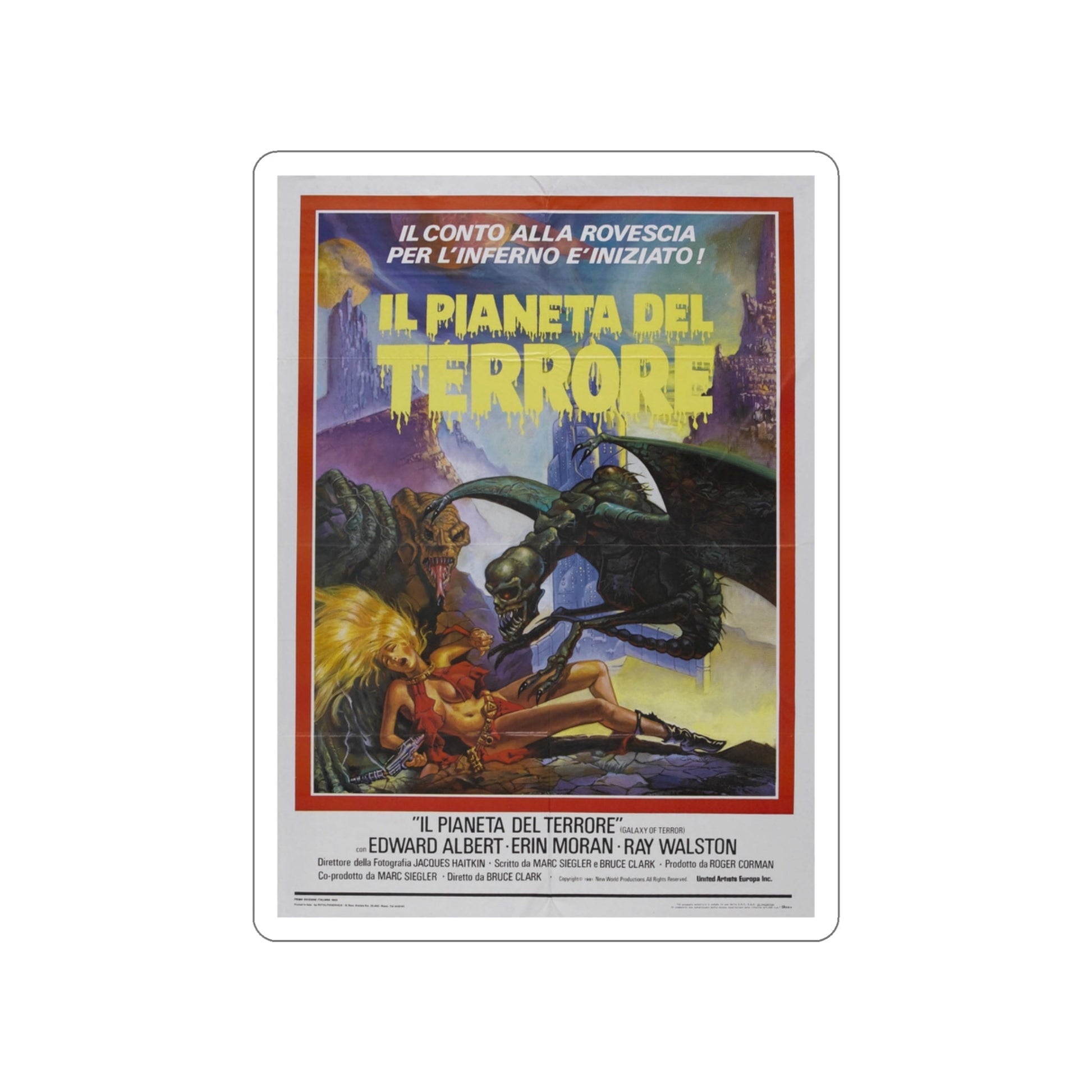 GALAXY OF TERROR (ITALIAN) 1981 Movie Poster STICKER Vinyl Die-Cut Decal-3 Inch-The Sticker Space