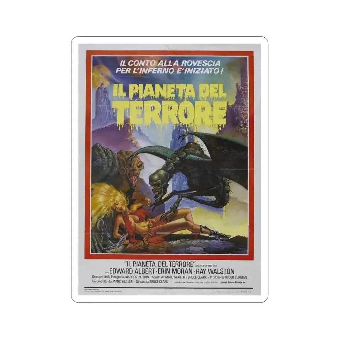 GALAXY OF TERROR (ITALIAN) 1981 Movie Poster - STICKER Vinyl Kiss-Cut Decal 6 Inch White - The Sticker Space