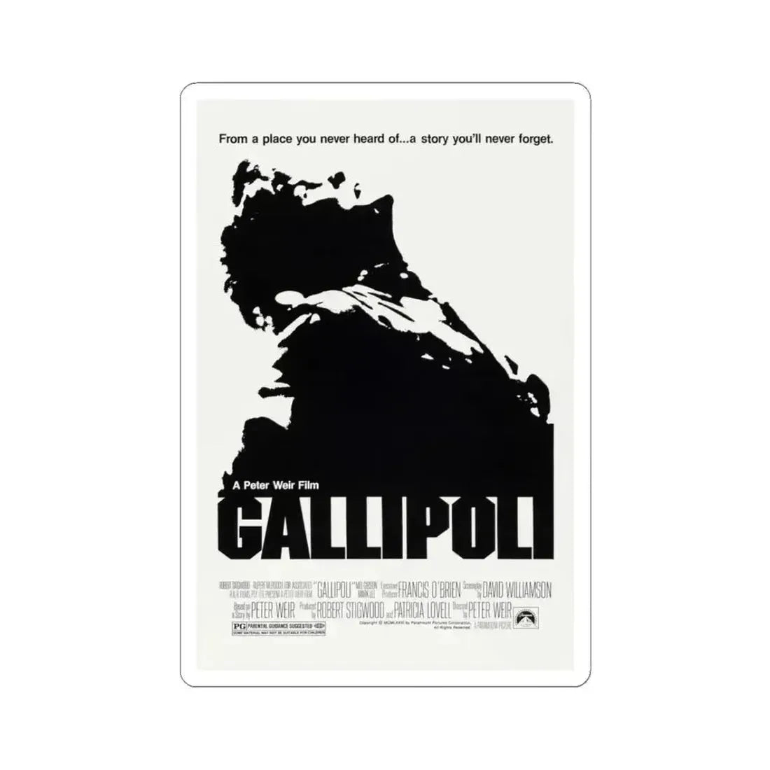Gallipoli 1981 Movie Poster - STICKER Vinyl Kiss-Cut Decal 3 Inch White - The Sticker Space