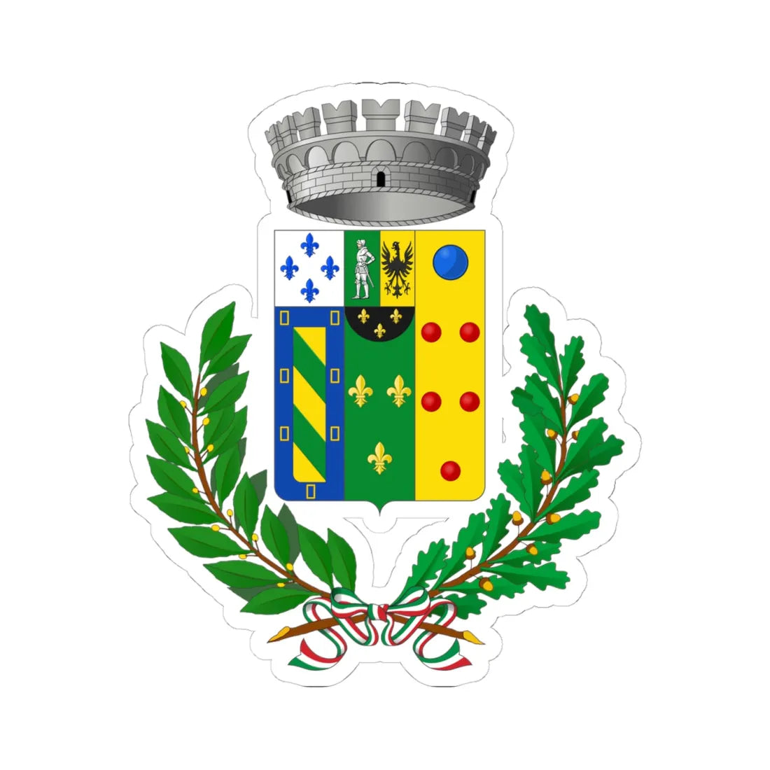 Gallodoro-Stemma (Italy) (Coat of Arms) STICKER Vinyl Kiss-Cut Decal 4 Inch White - The Sticker Space