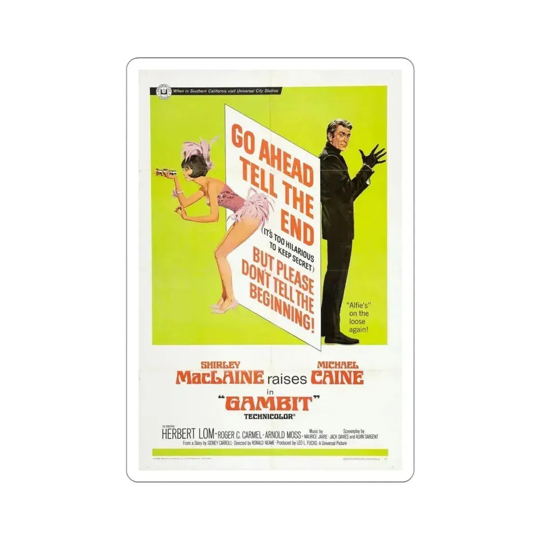 Gambit 1966 Movie Poster STICKER Vinyl Die-Cut Decal 4 Inch - The Sticker Space