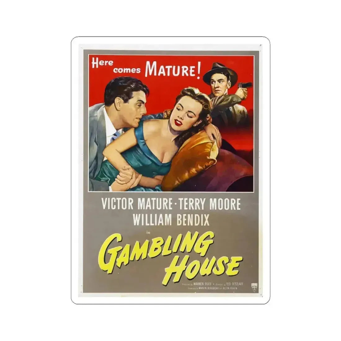 Gambling House 1951 Movie Poster - STICKER Vinyl Kiss-Cut Decal 3 Inch White - The Sticker Space