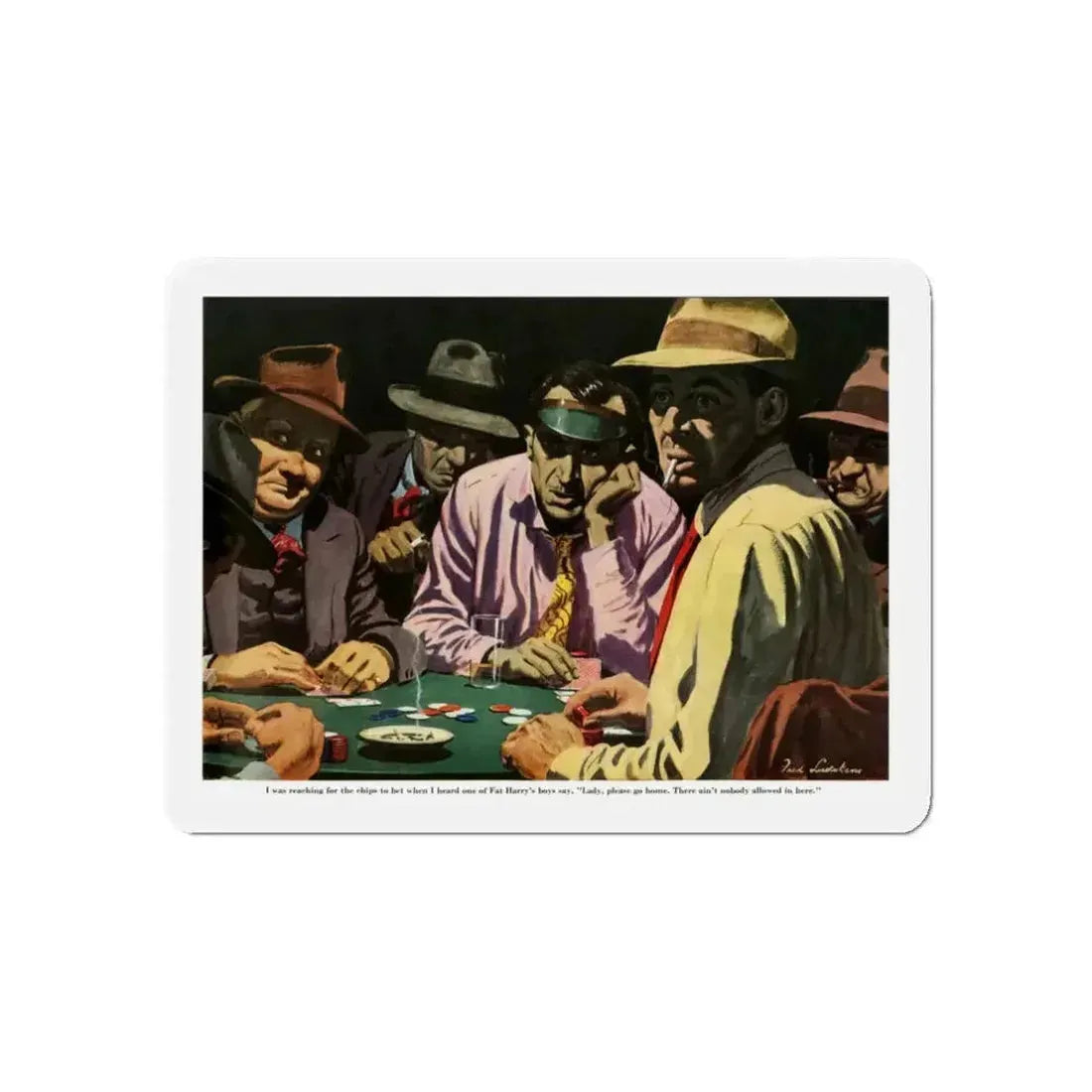 Gambling with Fat Harry's Boys, 1950 (Magazine Illustration) Refrigerator Magnet - The Sticker Space