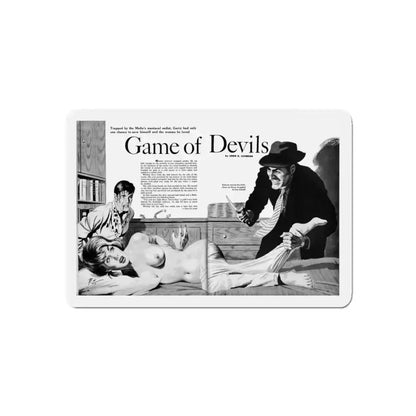Game of Devils, Adam magazine, February 1961 (Magazine Illustration) Refrigerator Magnet 4 Inch Die-Cut - The Sticker Space