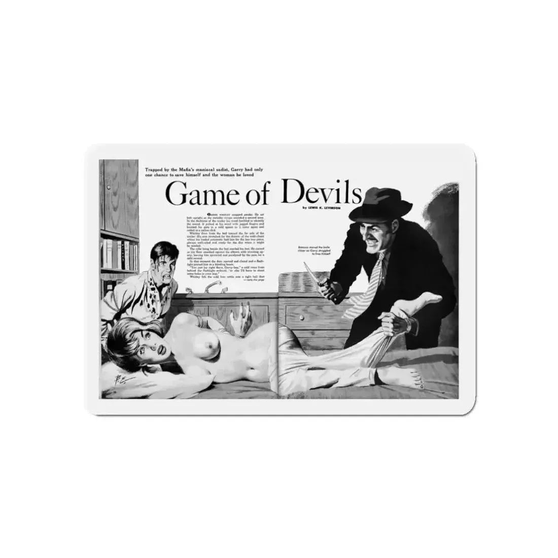 Game of Devils, Adam magazine, February 1961 (Magazine Illustration) Refrigerator Magnet - The Sticker Space