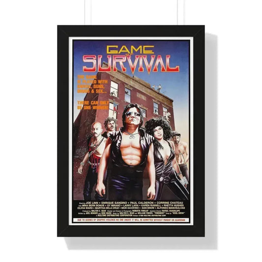 GAME OF SURVIVAL (TENEMENT) 1985 - Framed Movie Poster 16″ x 24″ Black - The Sticker Space