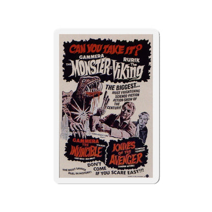 GAMERA THE INVINCIBLE + KNIVES OF THE AVENGER 1966 Movie Poster - Die-Cut Magnet-3" x 3"-The Sticker Space