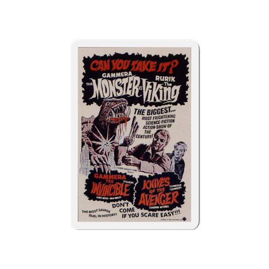 GAMERA THE INVINCIBLE + KNIVES OF THE AVENGER 1966 Movie Poster - Die-Cut Magnet-6 × 6"-The Sticker Space