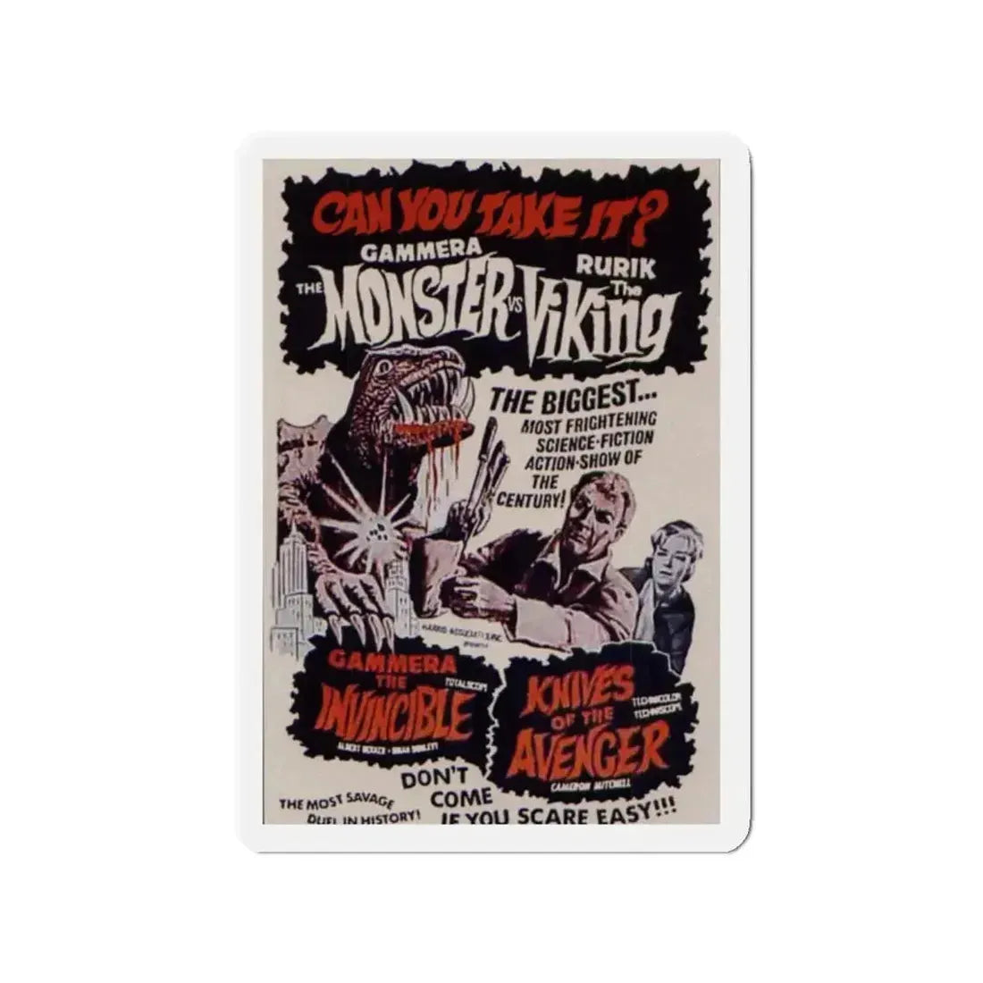 GAMERA THE INVINCIBLE + KNIVES OF THE AVENGER 1966 Movie Poster - Refrigerator Magnet - The Sticker Space