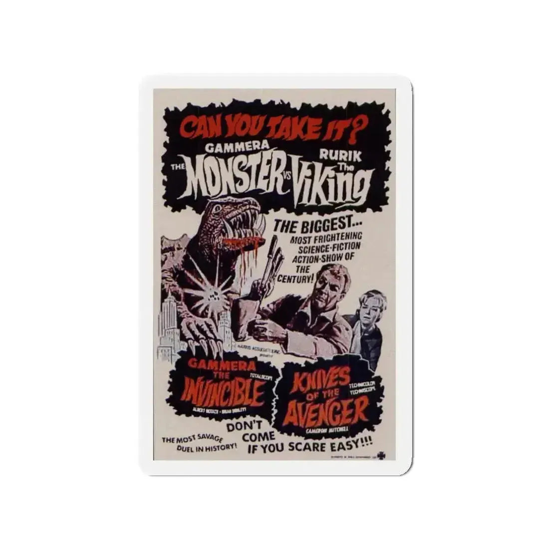 GAMERA THE INVINCIBLE + KNIVES OF THE AVENGER 1966 Movie Poster - Refrigerator Magnet - The Sticker Space