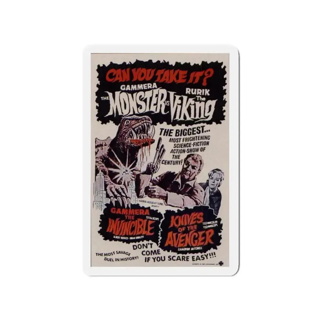 GAMERA THE INVINCIBLE + KNIVES OF THE AVENGER 1966 Movie Poster - Refrigerator Magnet - The Sticker Space