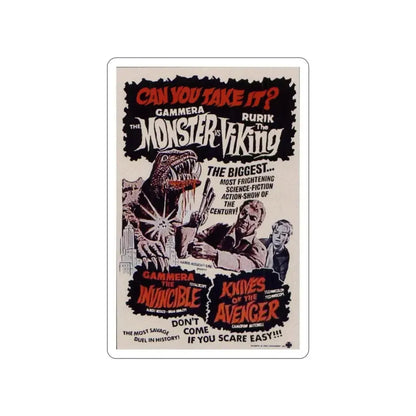 GAMERA THE INVINCIBLE + KNIVES OF THE AVENGER 1966 Movie Poster STICKER Vinyl Die-Cut Decal - The Sticker Space