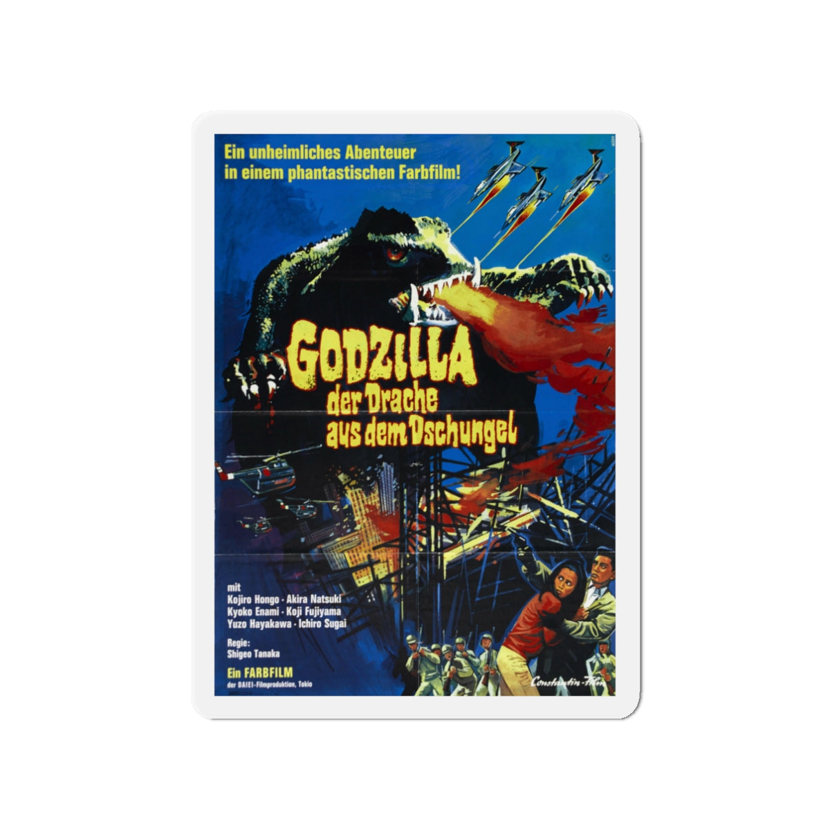 GAMERA VS BARUGON (GERMAN) 1966 Movie Poster - Die-Cut Magnet-3" x 3"-The Sticker Space