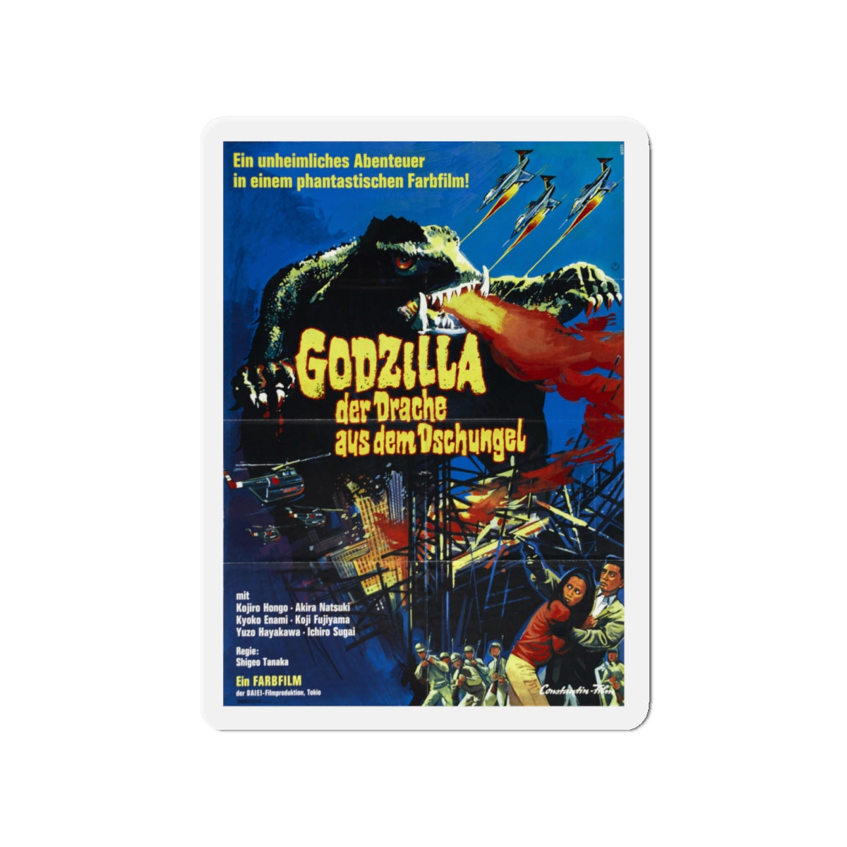 GAMERA VS BARUGON (GERMAN) 1966 Movie Poster - Die-Cut Magnet-4" x 4"-The Sticker Space