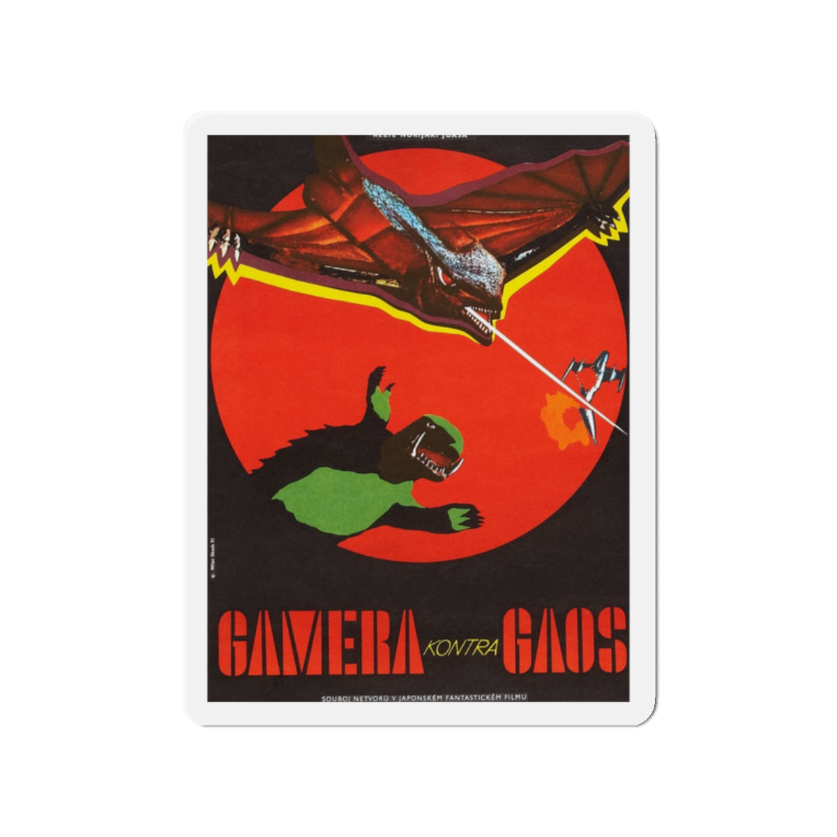 GAMERA VS GYAOS 1967 Movie Poster - Die-Cut Magnet-2" x 2"-The Sticker Space