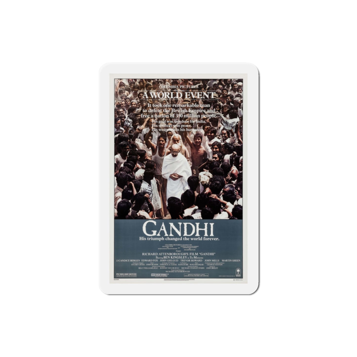 Gandhi 1982 Movie Poster Die-Cut Magnet-2" x 2"-The Sticker Space