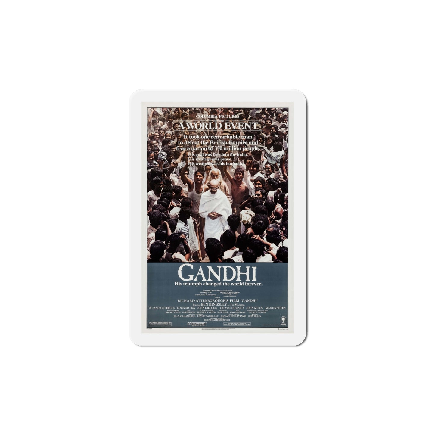 Gandhi 1982 Movie Poster Die-Cut Magnet-6 × 6"-The Sticker Space