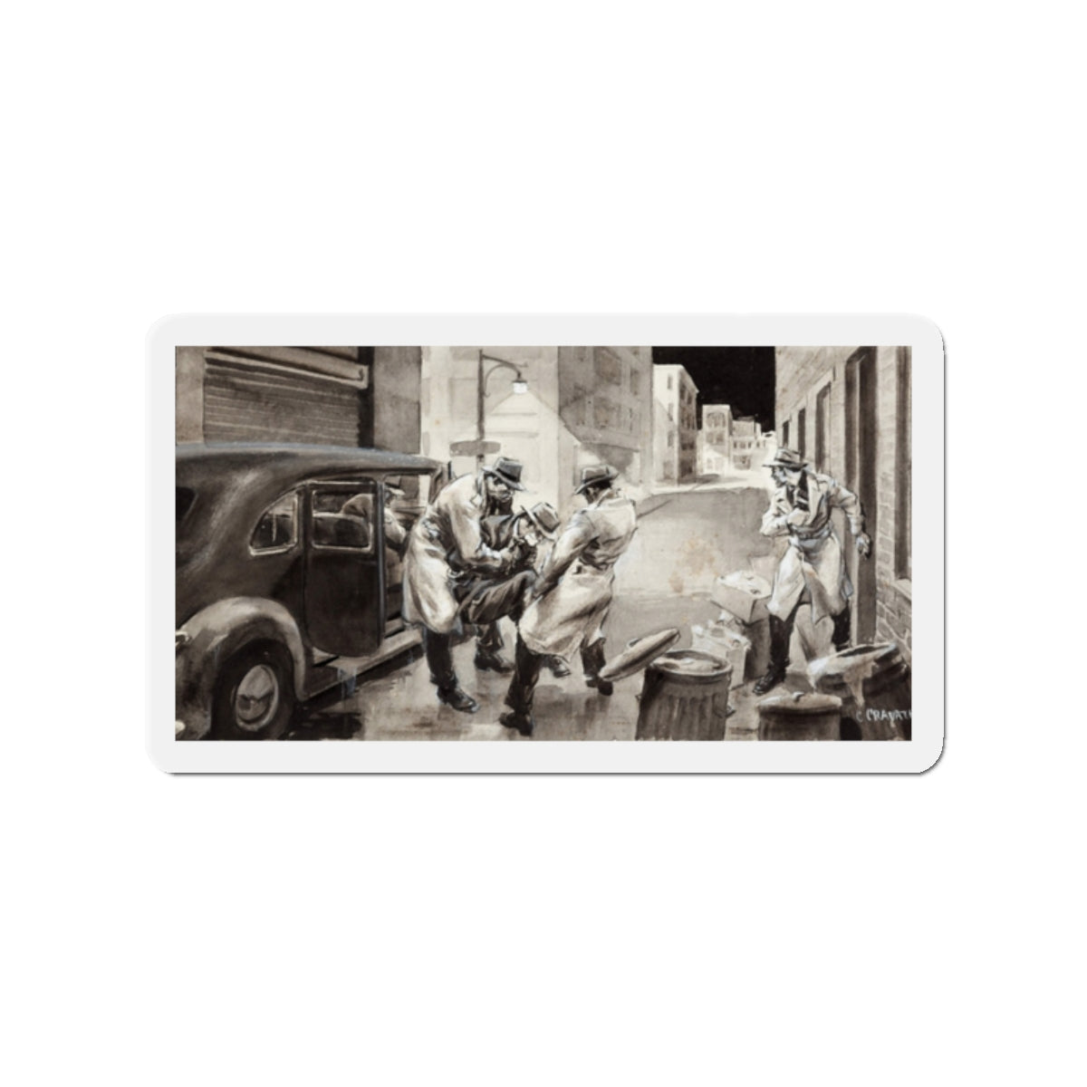 Gangster Illustration (Magazine Illustration) Refrigerator Magnet-2" x 2"-The Sticker Space