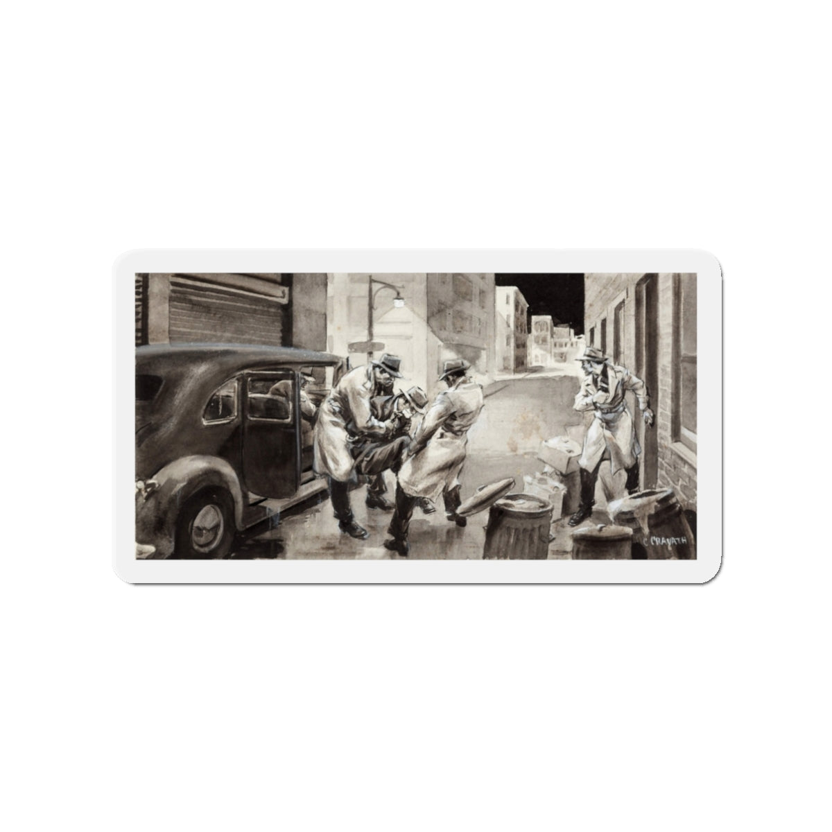 Gangster Illustration (Magazine Illustration) Refrigerator Magnet-3" x 3"-The Sticker Space