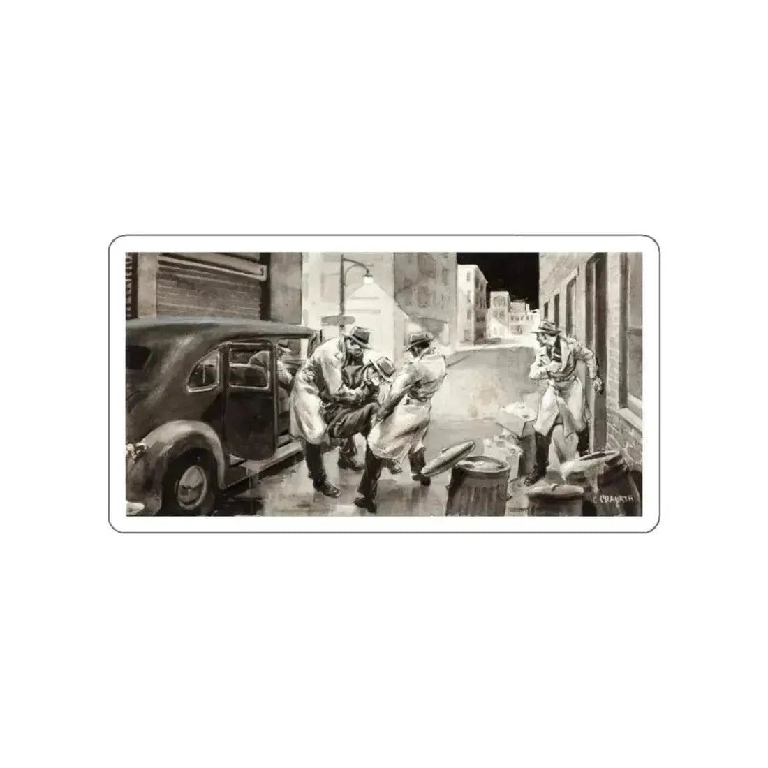 Gangster Illustration (Magazine Illustration) STICKER Vinyl Die-Cut Decal White Die-Cut 3 Inch - The Sticker Space