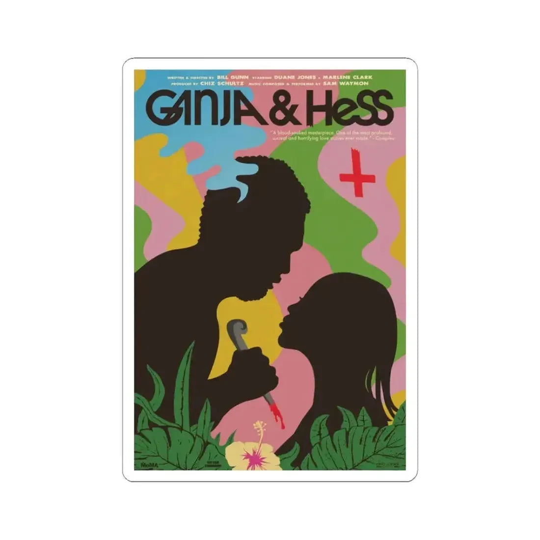 Ganja & Hess 1973 Movie Poster - STICKER Vinyl Kiss-Cut Decal 3 Inch White - The Sticker Space