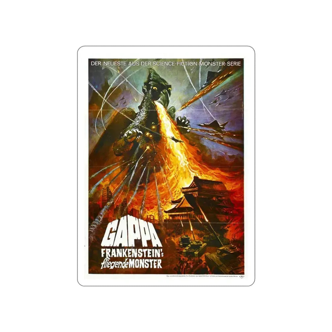 GAPPA THE TRIPHIBIAN MONSTER 1967 Movie Poster STICKER Vinyl Die-Cut Decal 4 Inch - The Sticker Space