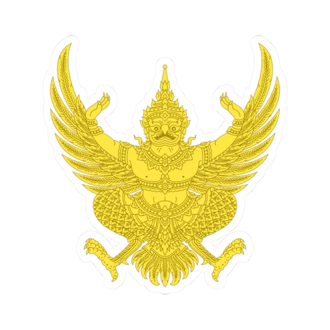 Garuda Emblem of Thailand Gold (Thailand) (Coat of Arms) STICKER Vinyl Kiss-Cut Decal 2 Inch White - The Sticker Space