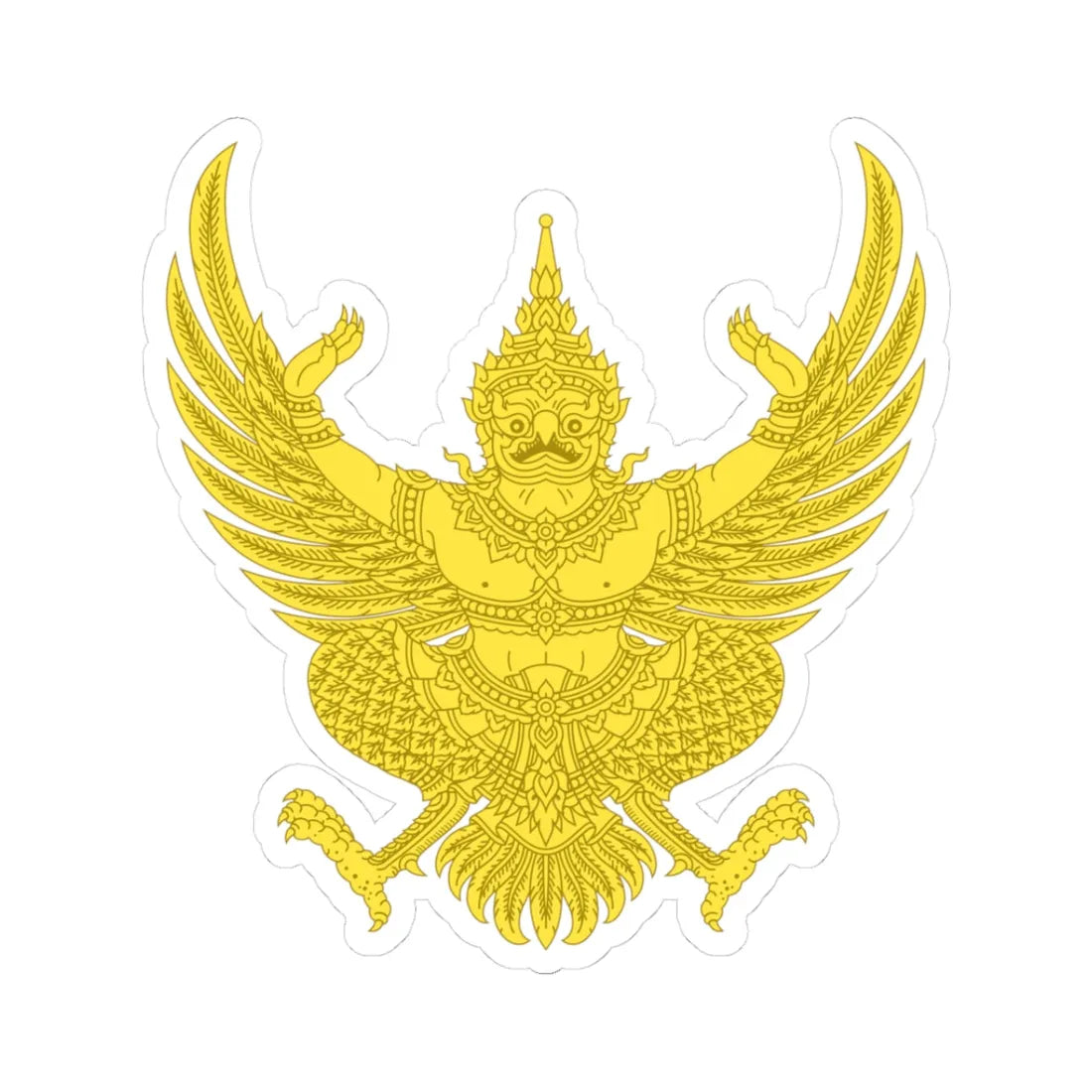 Garuda Emblem of Thailand Gold (Thailand) (Coat of Arms) STICKER Vinyl Kiss-Cut Decal 3 Inch White - The Sticker Space