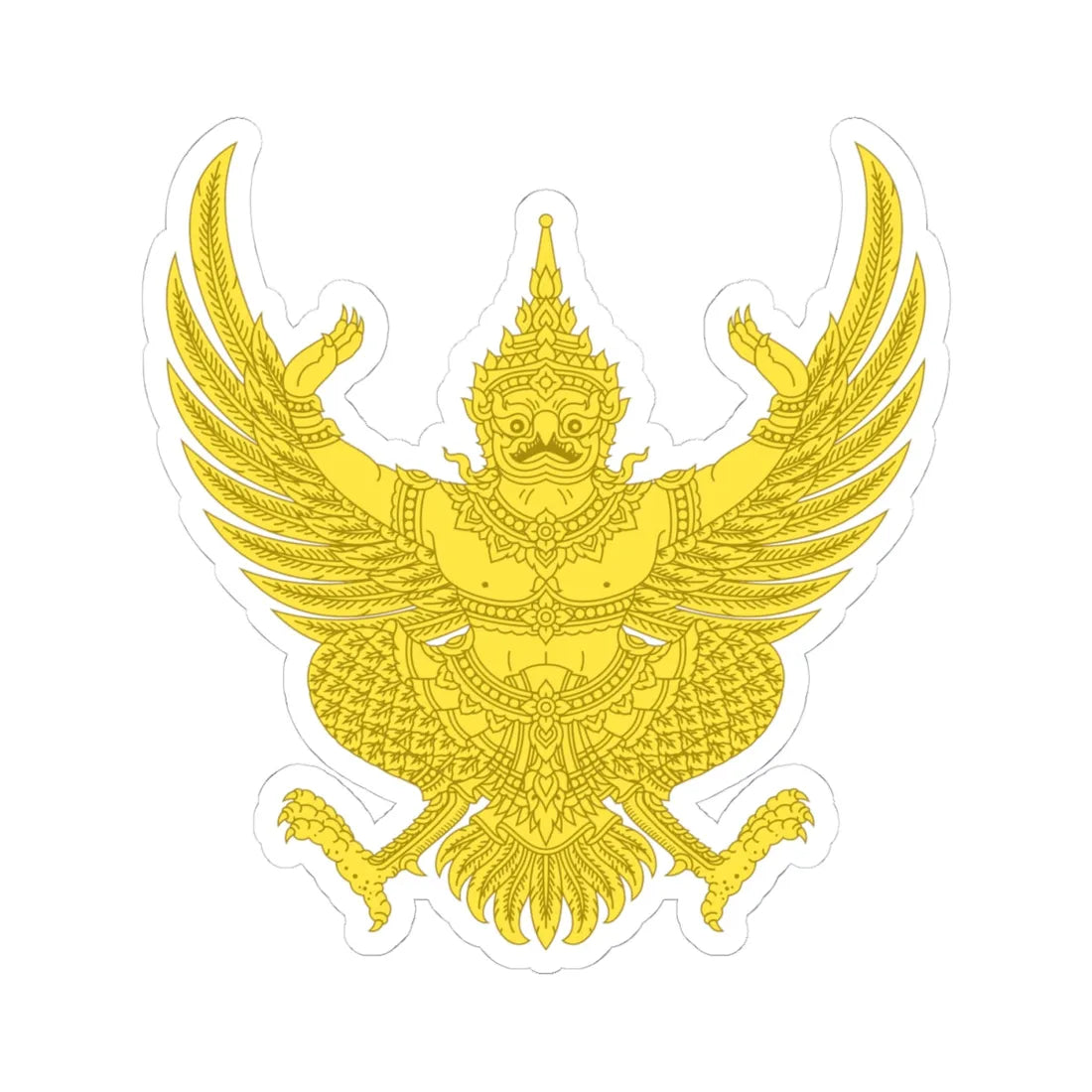 Garuda Emblem of Thailand Gold (Thailand) (Coat of Arms) STICKER Vinyl Kiss-Cut Decal 4 Inch White - The Sticker Space