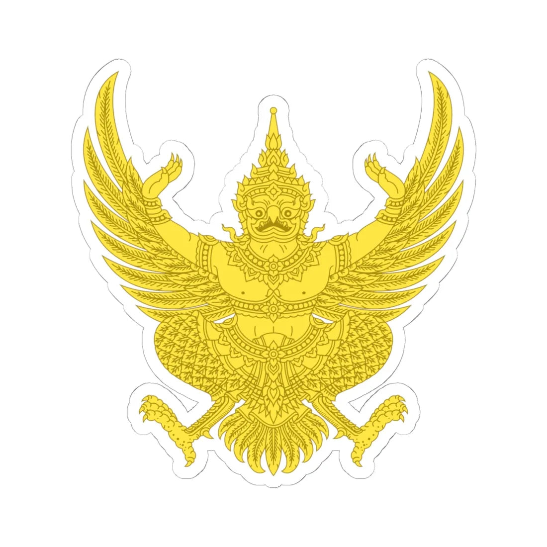 Garuda Emblem of Thailand Gold (Thailand) (Coat of Arms) STICKER Vinyl Kiss-Cut Decal 6 Inch White - The Sticker Space