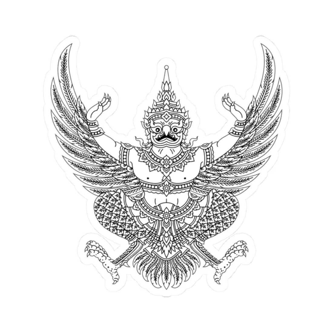 Garuda Emblem of Thailand Monochrome (Thailand) (Coat of Arms) STICKER Vinyl Kiss-Cut Decal 2 Inch White - The Sticker Space