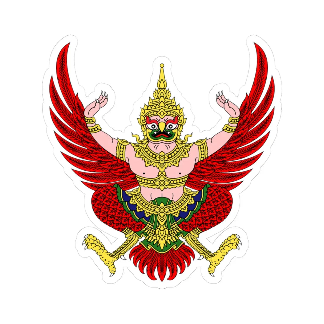 Garuda Emblem of Thailand Royal Thai Government Gazette (Thailand) (Coat of Arms) STICKER Vinyl Kiss-Cut Decal 3 Inch White - The Sticker Space