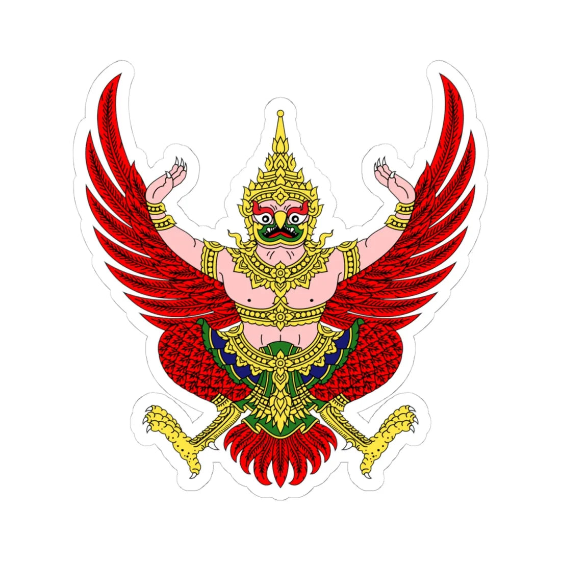 Garuda Emblem of Thailand Royal Thai Government Gazette (Thailand) (Coat of Arms) STICKER Vinyl Kiss-Cut Decal 4 Inch White - The Sticker Space