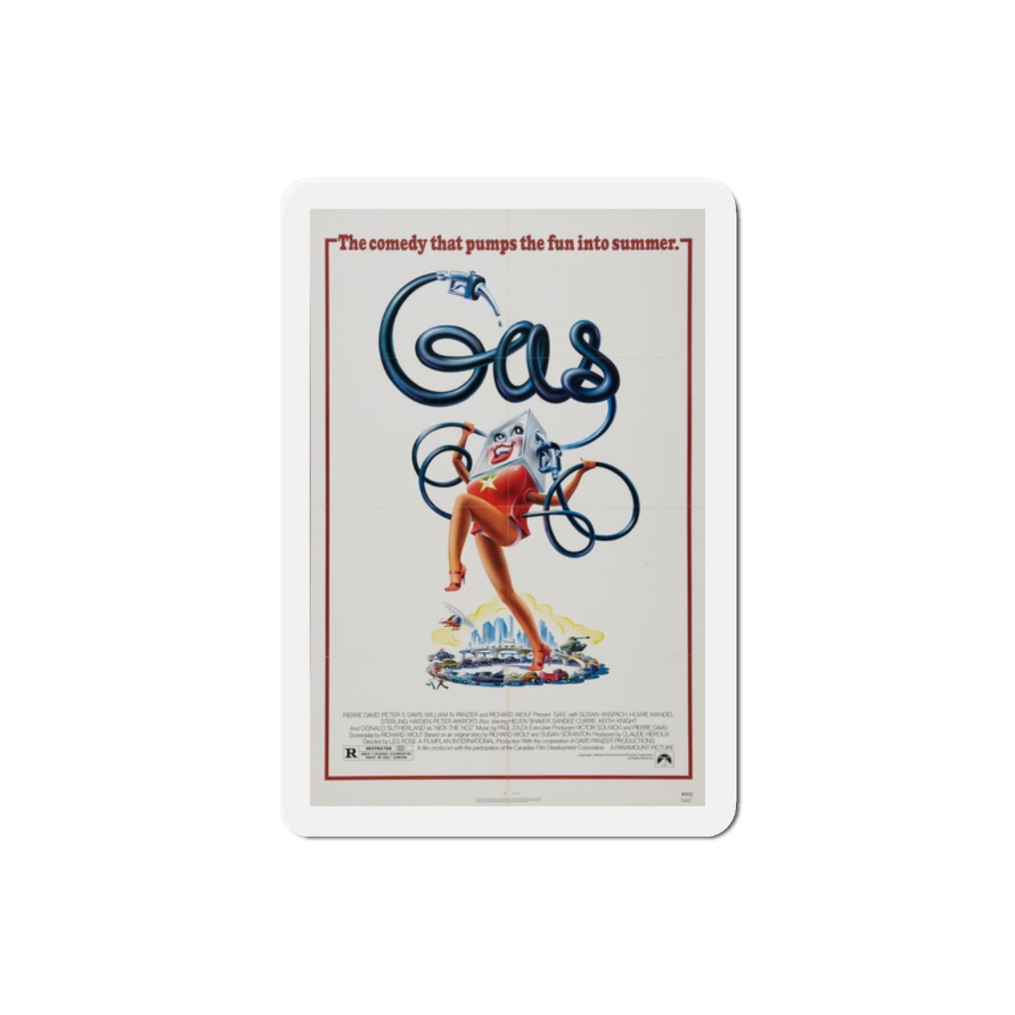 Gas 1981 Movie Poster Die-Cut Magnet-2" x 2"-The Sticker Space