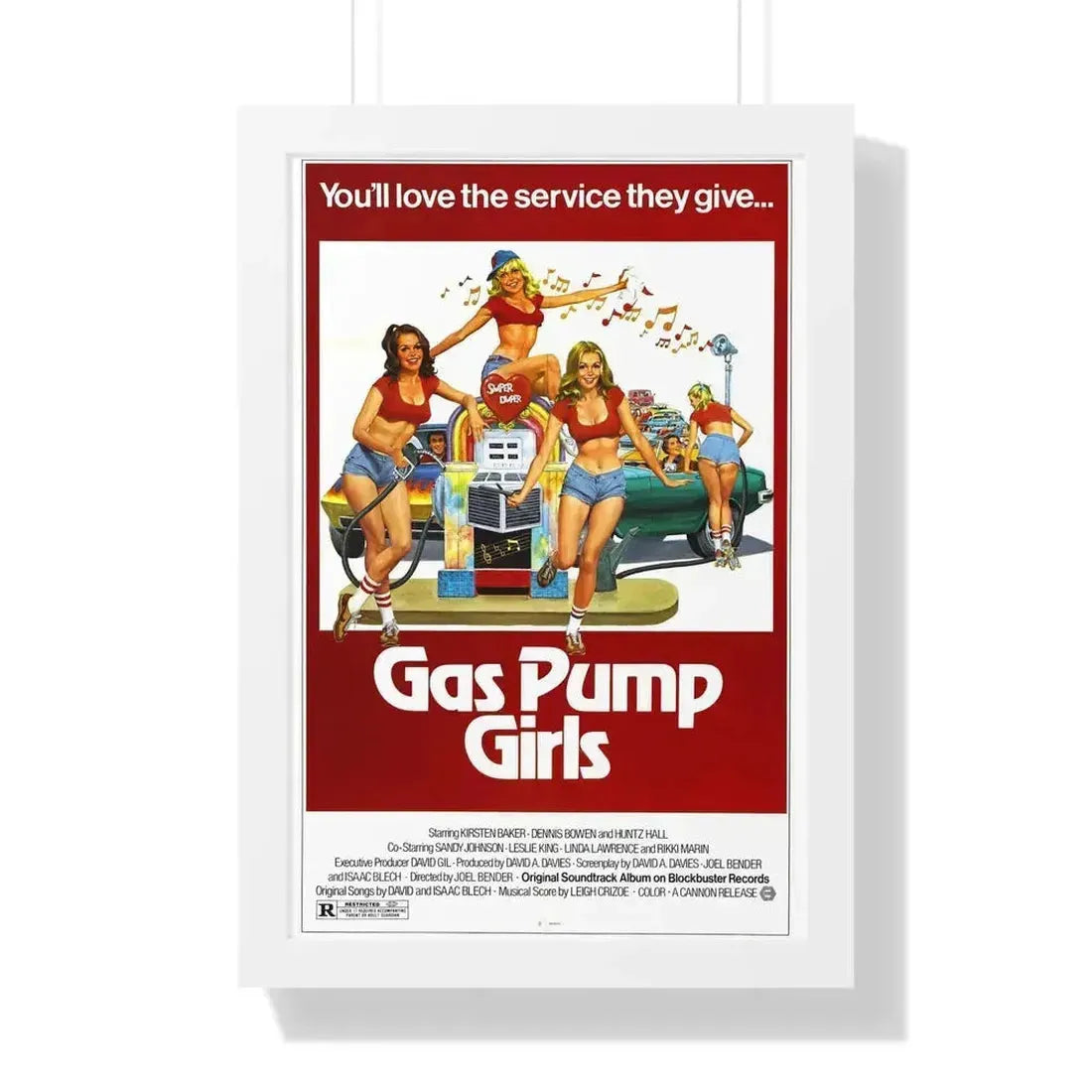 GAS PUMP GIRLS 1979 - Framed Movie Poster 16″ x 24″ White - The Sticker Space