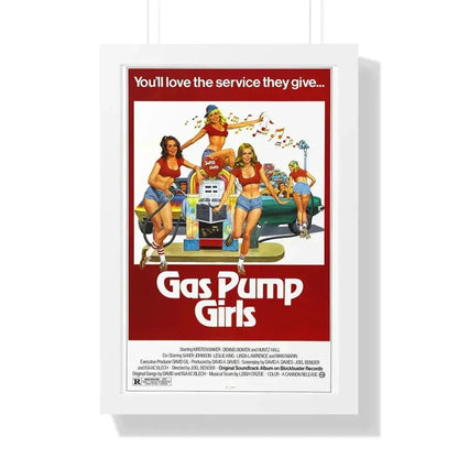 GAS PUMP GIRLS 1979 - Framed Movie Poster 16″ x 24″ White - The Sticker Space