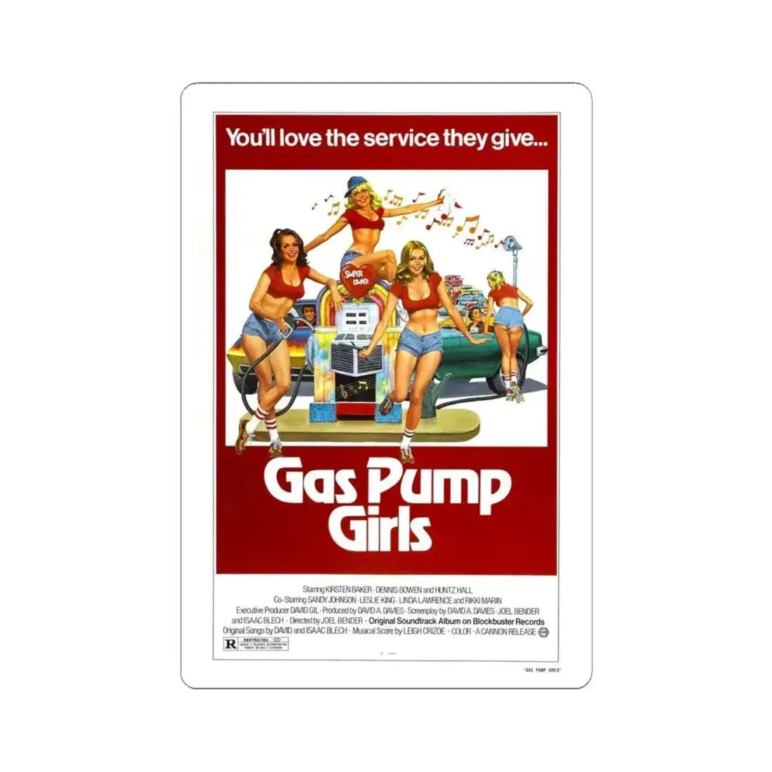 GAS PUMP GIRLS 1979 Movie Poster - STICKER Vinyl Kiss-Cut Decal 6 Inch White - The Sticker Space