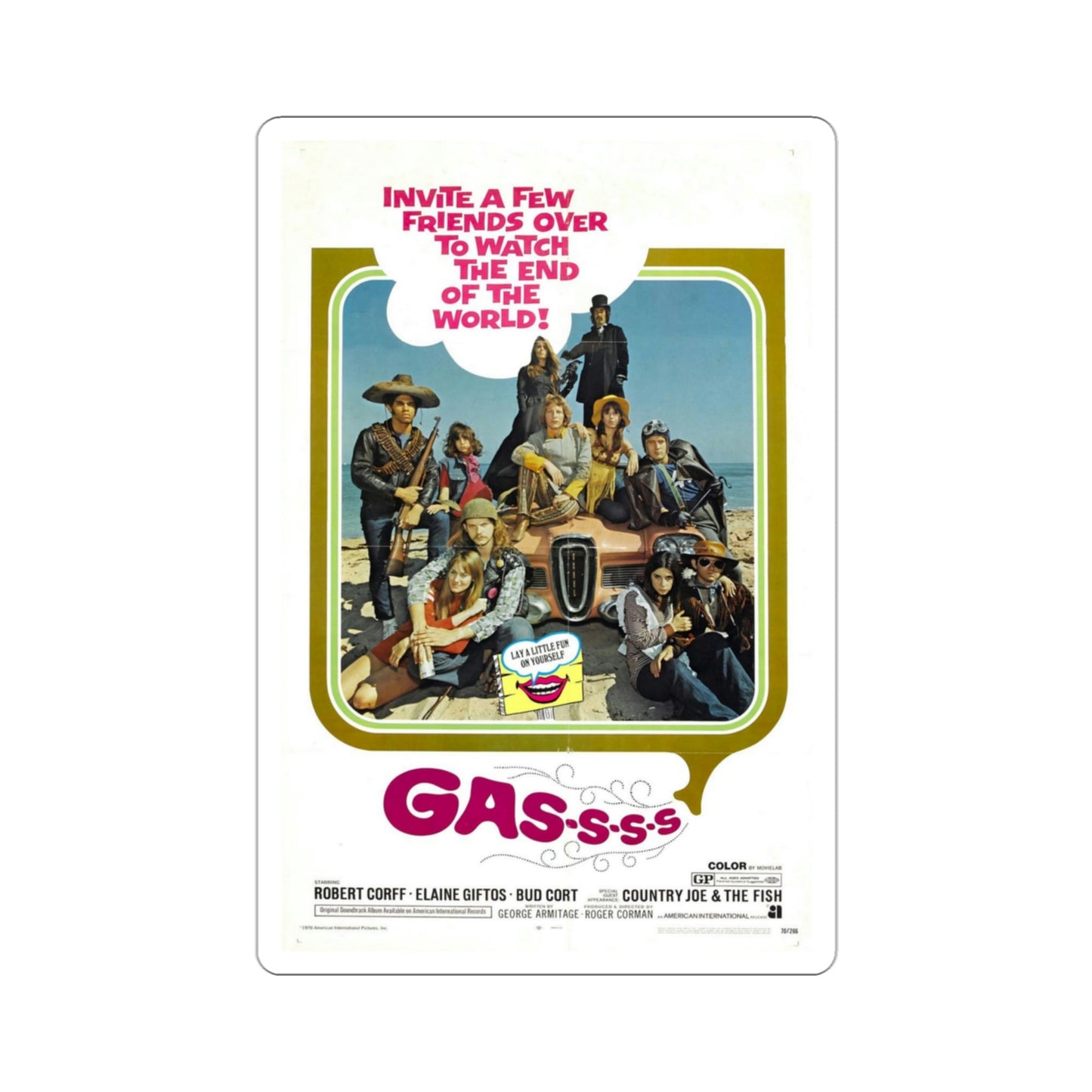 Gas s s s 1971 Movie Poster STICKER Vinyl Die-Cut Decal-3 Inch-The Sticker Space