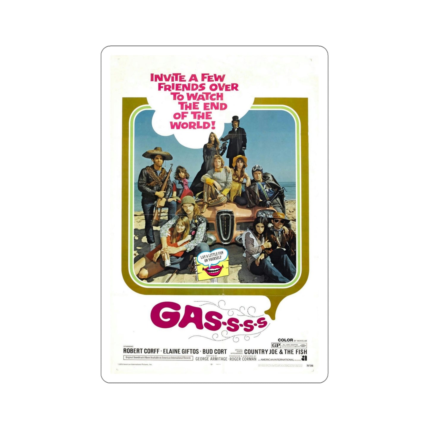 Gas s s s 1971 Movie Poster STICKER Vinyl Die-Cut Decal-5 Inch-The Sticker Space