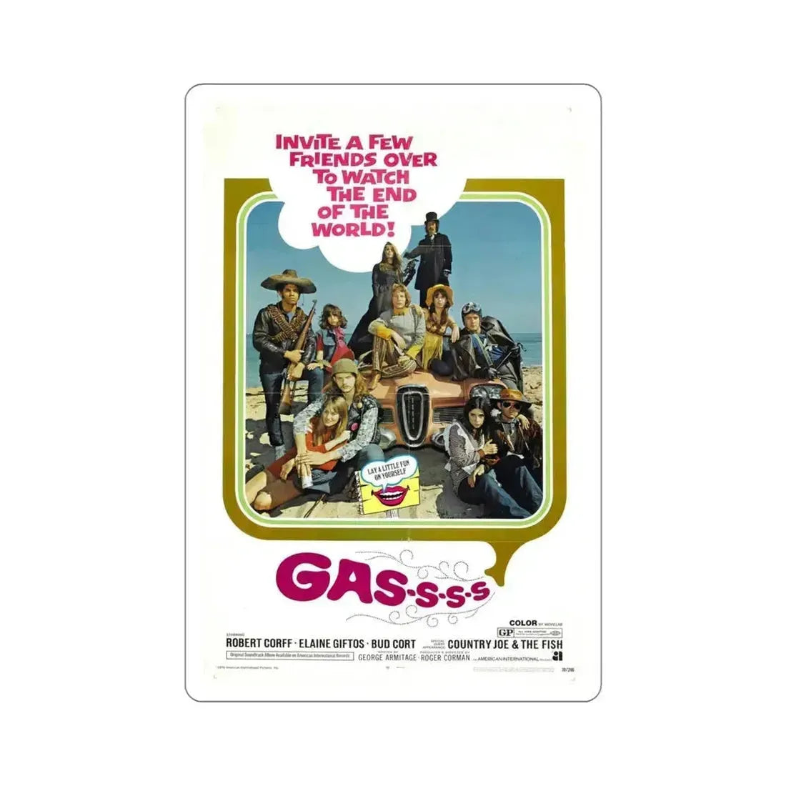 Gas s s s 1971 Movie Poster STICKER Vinyl Die-Cut Decal 6 Inch - The Sticker Space