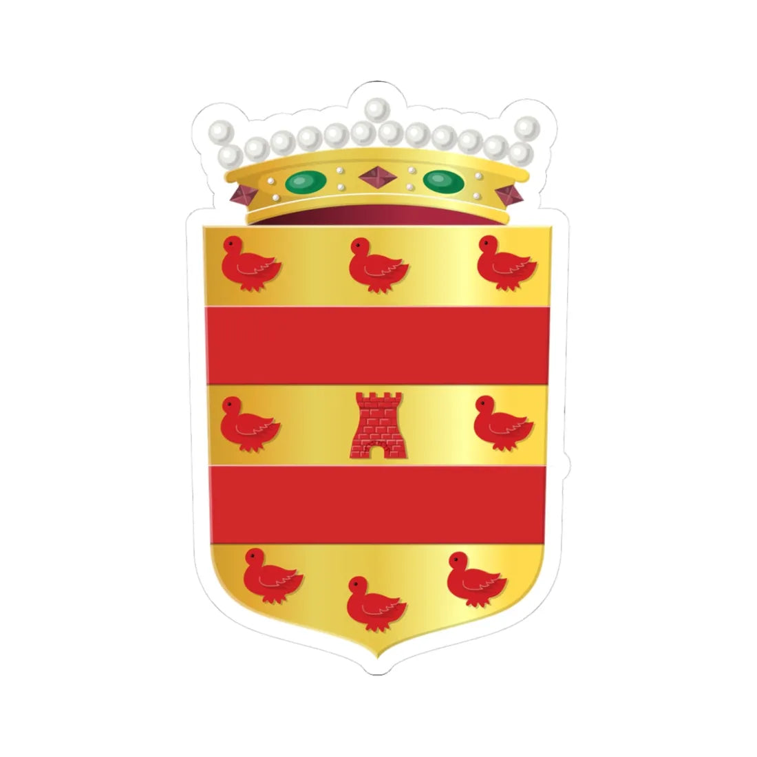 Gemeentewapen van Land van Cuijk (Netherlands) (Coat of Arms) STICKER Vinyl Kiss-Cut Decal 3 Inch White - The Sticker Space