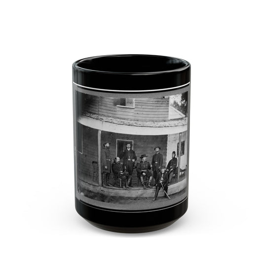 Gen. Alexander Mccook And Staff Posed On Porch Near Washington, D.C. (U.S. Civil War) Black Coffee Mug-15oz-The Sticker Space