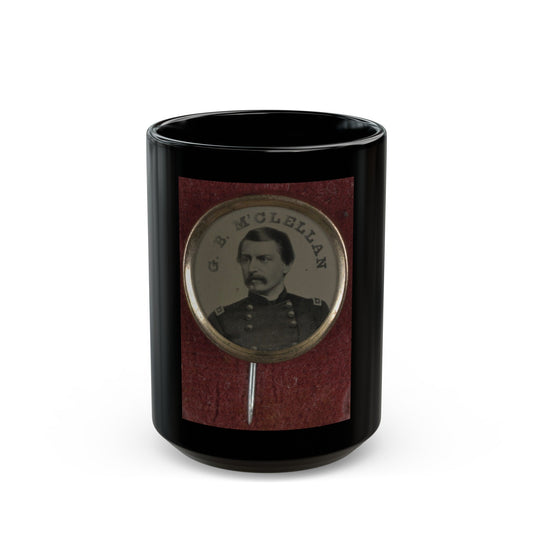 Gen. George Mcclellan Campaign Button For 1864 Presidential Election (U.S. Civil War) Black Coffee Mug-15oz-The Sticker Space