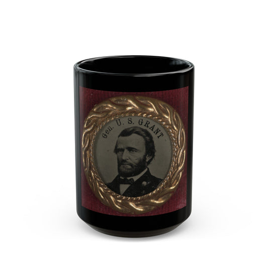 Gen. U.S. Grant Campaign Button For 1868 Presidential Election (U.S. Civil War) Black Coffee Mug-15oz-The Sticker Space