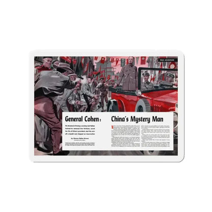 General Cohen - China Mystery Man, Cavalier, December 1953 (Magazine Illustration) Refrigerator Magnet 2 Inch Die-Cut - The Sticker Space