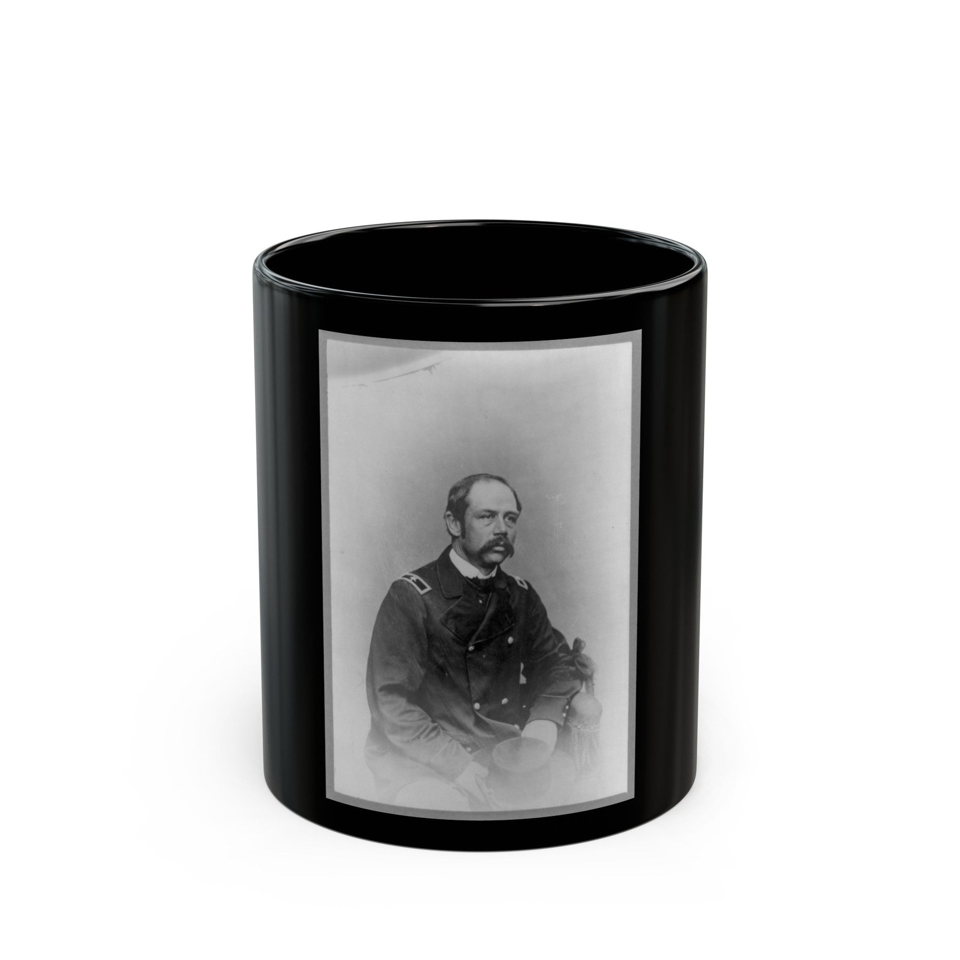 General George Henry Sharpe, Three-Quarter Length Portrait, Seated, Facing Right (U.S. Civil War) Black Coffee Mug-11oz-The Sticker Space