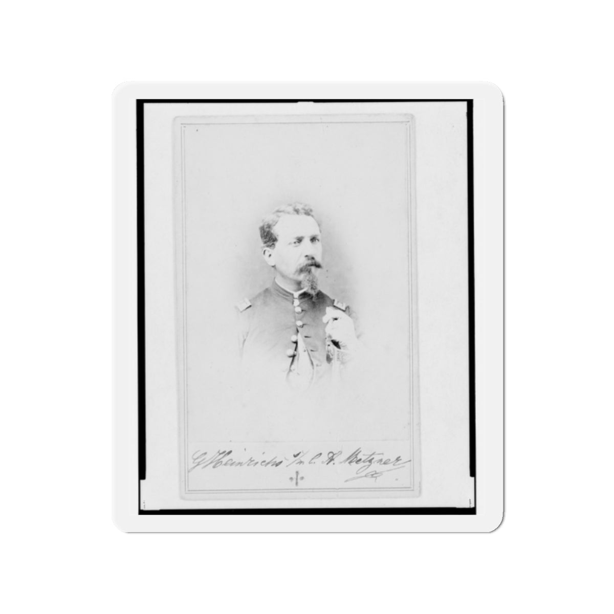 General Gustav Heinrichs, Union Officer, Half-Length Portrait, Facing Front (U.S. Civil War) Refrigerator Magnet-2" x 2"-The Sticker Space