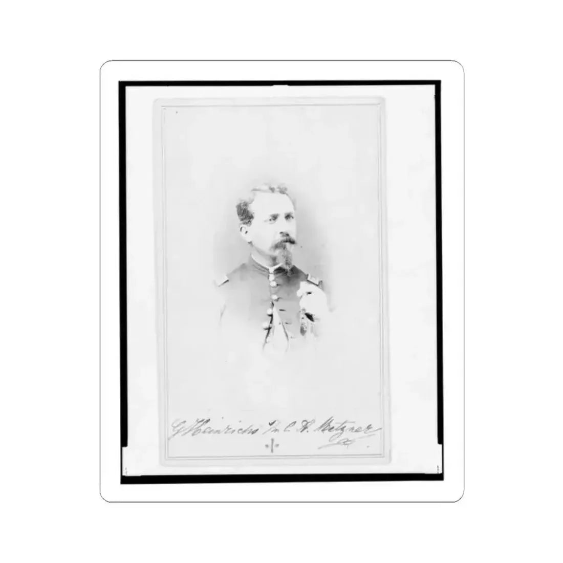 General Gustav Heinrichs, Union Officer, Half-Length Portrait, Facing Front (U.S. Civil War) STICKER Vinyl Kiss-Cut Decal 2 Inch White - The Sticker Space
